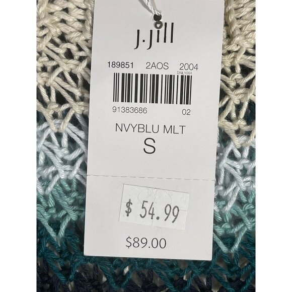 J. Jill Womens Open Knit Striped Sweater Top Small Linen/Cotton - Picture 5 of 9